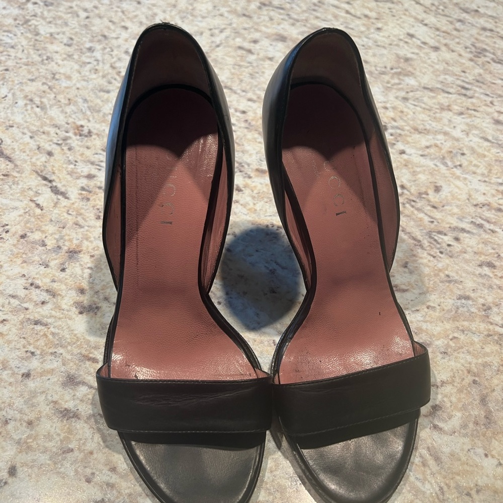 Gucci black leather heels